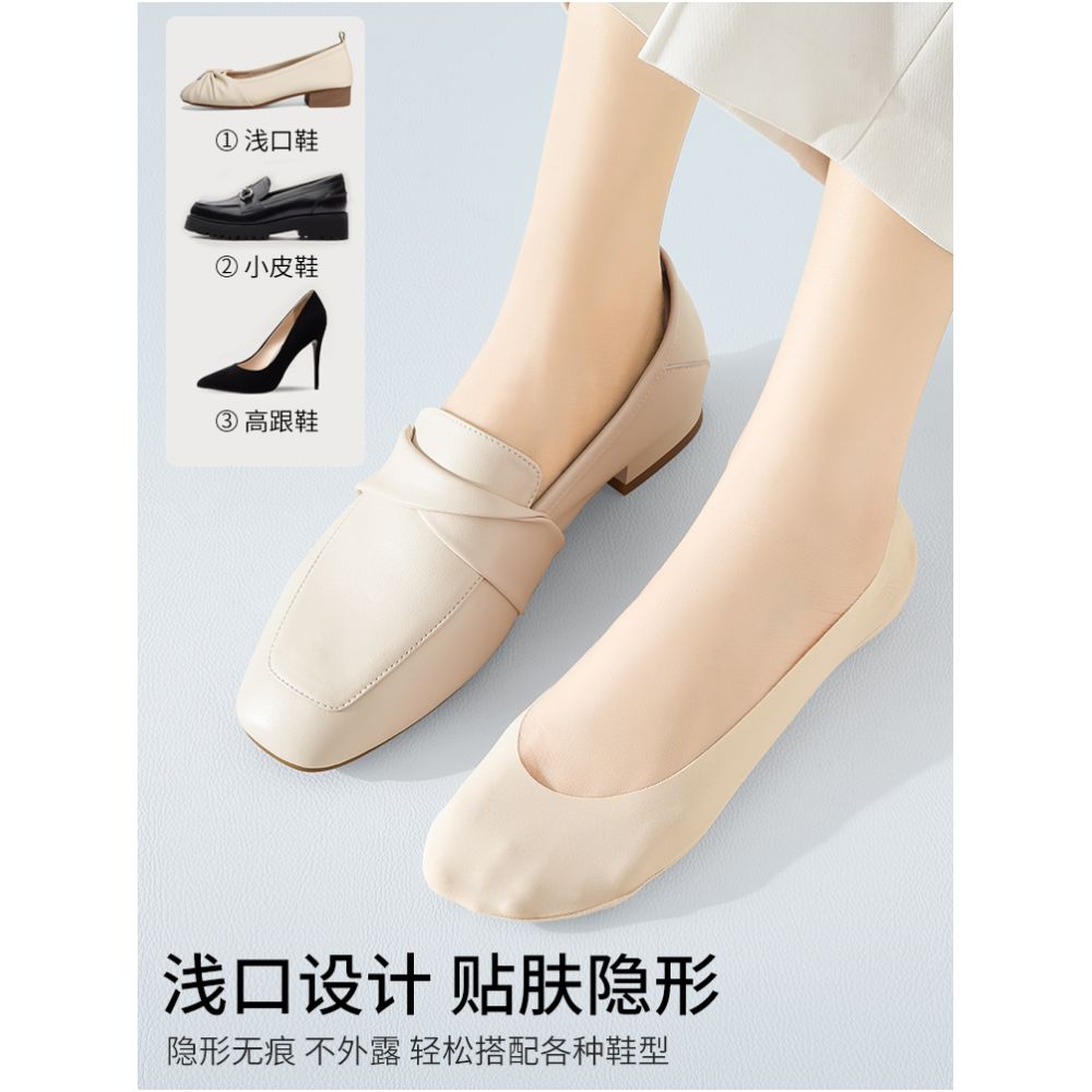 Boat Socks Women s Summer Thin Bottom Cotton Pad Anti slip Heel Socks Antibacterial Towel Bottom Shallow Mouth Invisible Socks image 4