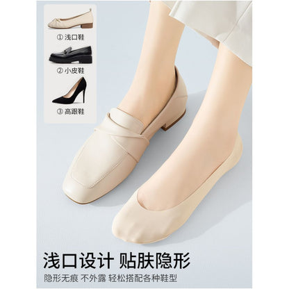 Boat Socks Women s Summer Thin Bottom Cotton Pad Anti slip Heel Socks Antibacterial Towel Bottom Shallow Mouth Invisible Socks image 4