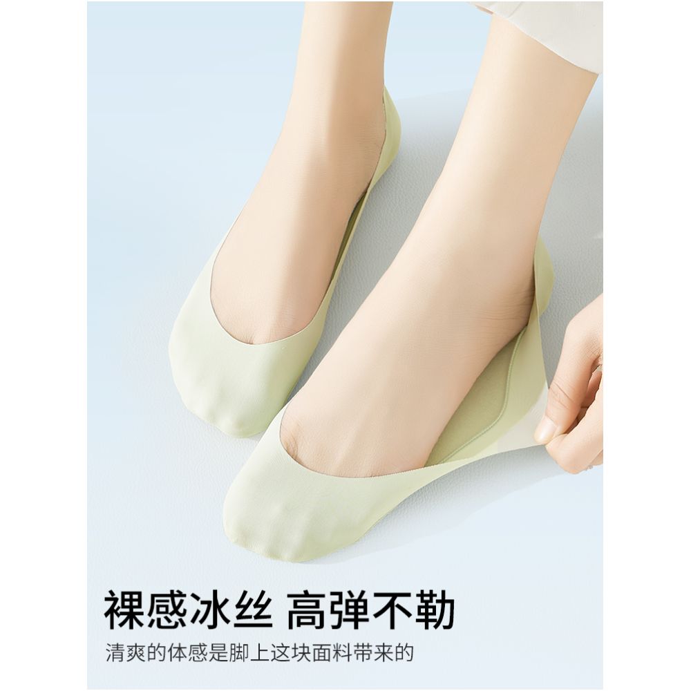 Boat Socks Women s Summer Thin Bottom Cotton Pad Anti slip Heel Socks Antibacterial Towel Bottom Shallow Mouth Invisible Socks image 5
