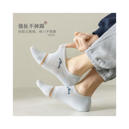 Socks men summer letter M boneless stitching invisible boat socks two bar striped short socks men exposed ankle wearing cotton image 2
