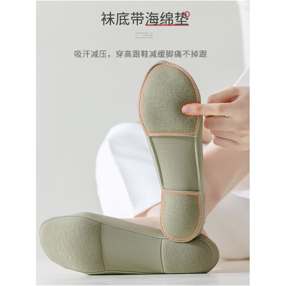 Boat Socks Women s Summer Thin Cotton Bottom Shallow Mouth Invisible Short Socks Silicone Anti slip Non Falling Heels Summer High Heels Socks image 3