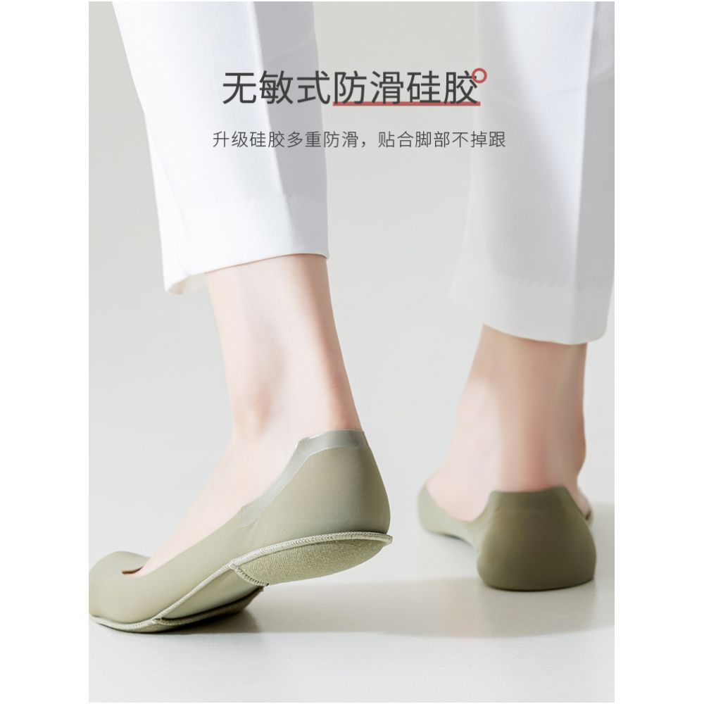 Boat Socks Women s Summer Thin Cotton Bottom Shallow Mouth Invisible Short Socks Silicone Anti slip Non Falling Heels Summer High Heels Socks image 4