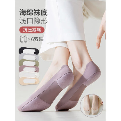 Boat Socks Women s Summer Thin Cotton Bottom Shallow Mouth Invisible Short Socks Silicone Anti slip Non Falling Heels Summer High Heels Socks image 0