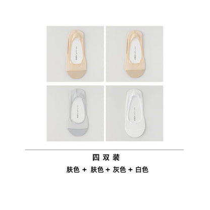 Boat Socks Women s Summer Thin Size Large Ice Silk Shallow Mouth Invisible Socks Pure Cotton Bottom Silicone Anti slip Non falling Follow up Shoes Short Socks image 18