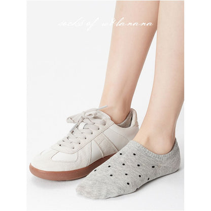 Boat Socks Women s Pure Cotton Summer Thin Anti slip White Non falling Heel Short Socks Invisible Socks Wave Point Anti stripping Shallow Mouth Ankle Socks image 5