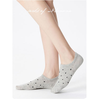 Boat Socks Women s Pure Cotton Summer Thin Anti slip White Non falling Heel Short Socks Invisible Socks Wave Point Anti stripping Shallow Mouth Ankle Socks image 0