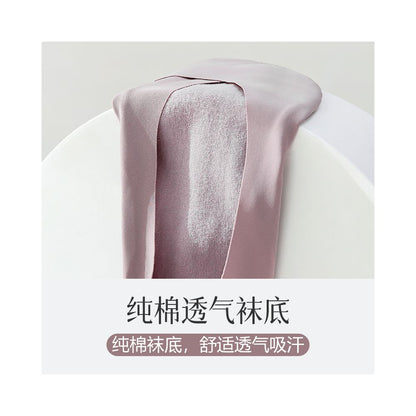 Ice silk cotton bottom boat socks for women anti slip and non falling heels summer thin design ultra shallow mouth low top single shoes high heels invisible socks image 52