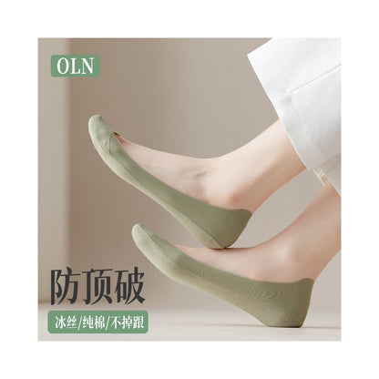Ice silk cotton bottom boat socks for women anti slip and non falling heels summer thin design ultra shallow mouth low top single shoes high heels invisible socks image 0