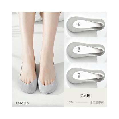 Ice silk cotton bottom boat socks for women anti slip and non falling heels summer thin design ultra shallow mouth low top single shoes high heels invisible socks image 10
