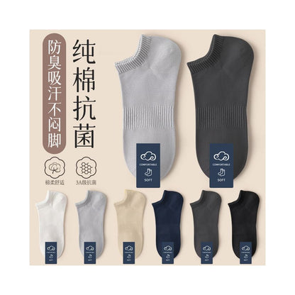 Men s pure cotton socks men s socks deodorizing filter sweat absorbent socks summer thin low cut flats invisible boat socks image 3