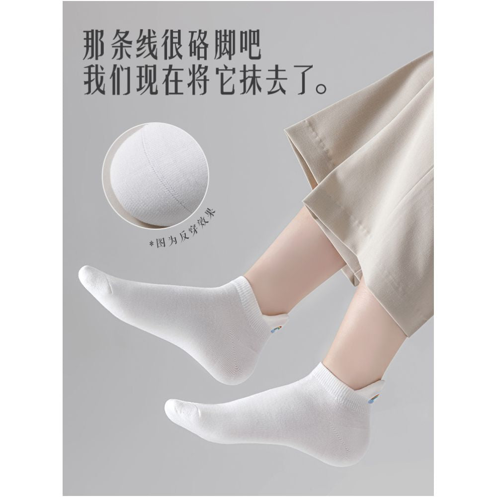 Hengyuanxiang socks women s pure cotton antibacterial deodorizing socks summer thin sweat absorbent breathable non falling heel boneless boat socks image 5