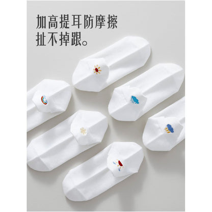 Hengyuanxiang socks women s pure cotton antibacterial deodorizing socks summer thin sweat absorbent breathable non falling heel boneless boat socks image 6