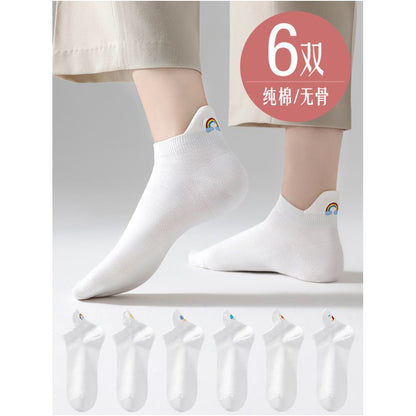 Hengyuanxiang socks women s pure cotton antibacterial deodorizing socks summer thin sweat absorbent breathable non falling heel boneless boat socks image 0