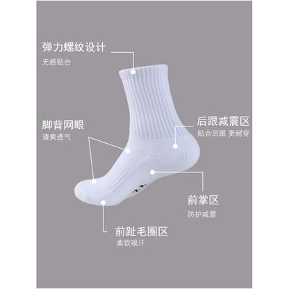 Men s summer mid tube socks towel bottom socks women s pure cotton breathable sports socks professional running basketball socks image 3