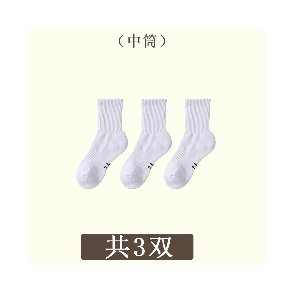 Men s summer mid tube socks towel bottom socks women s pure cotton breathable sports socks professional running basketball socks image 19
