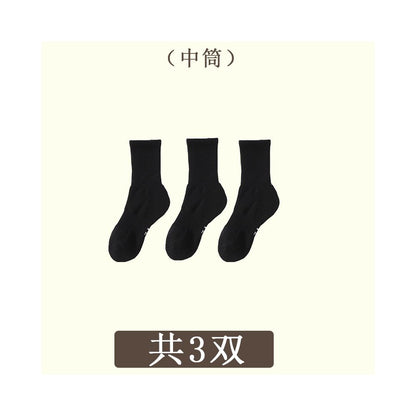 Men s summer mid tube socks towel bottom socks women s pure cotton breathable sports socks professional running basketball socks