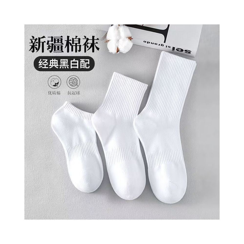 Xinjiang Cotton Men s Socks Men s Long Summer Thin Mid Tube Pure Cotton Sweat Absorbent Sports Black and White Short Boat Socks image 3